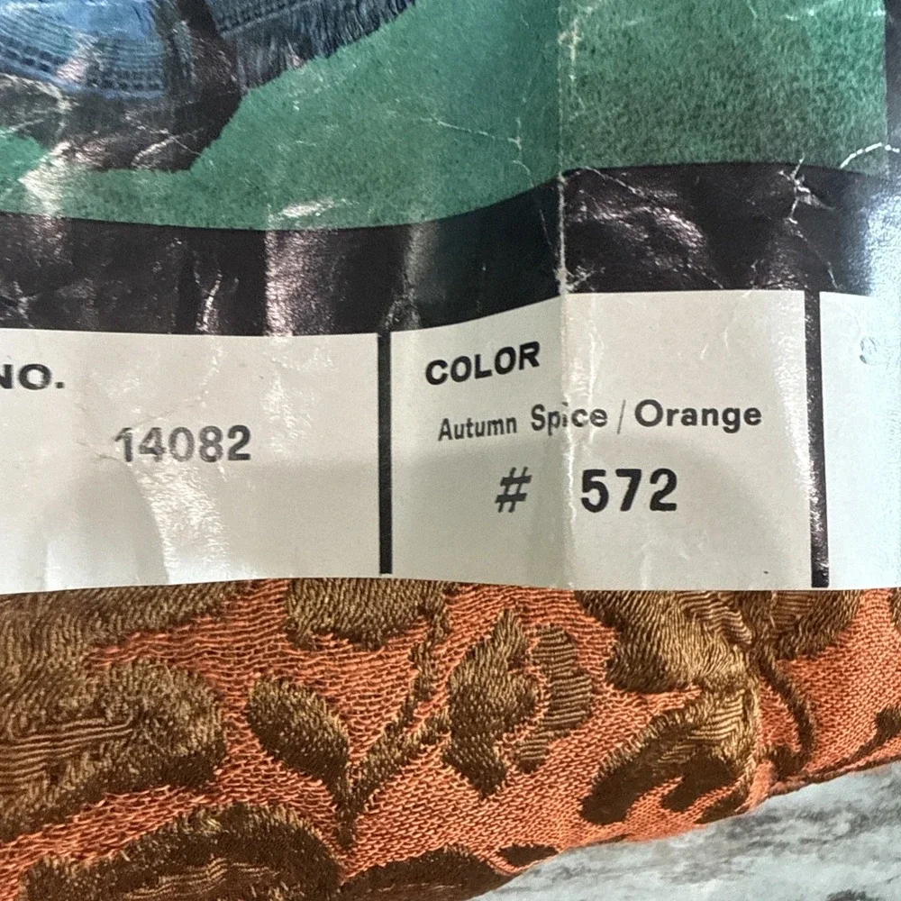 Vintage MCM Orange Brown Table Cover Sears Bellissimo Italy 72 In Round Fringe